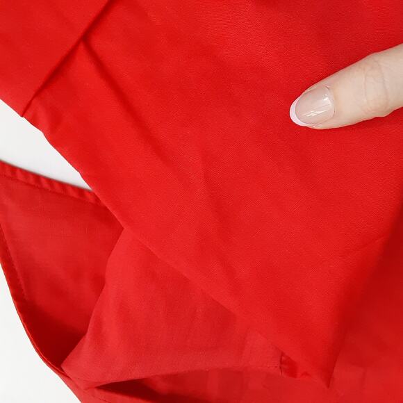 Vintage 1960s Dagger Collar Tunic Top Button Down Roll Cuff Sleeve Cherry Red - Picture 7 of 15